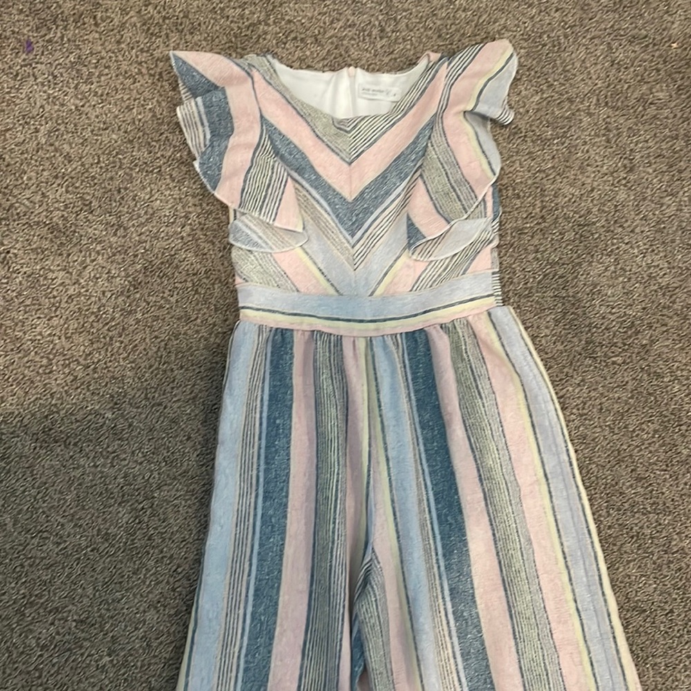 Knit Works Girls Romper size 8 wide pants striped
